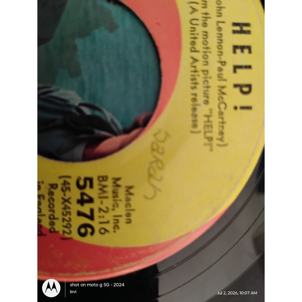 The Beatles Help! & I'm Down 45 Vinyl Record Picture Sleeve Capitol 5476 - Picture 5 of 5